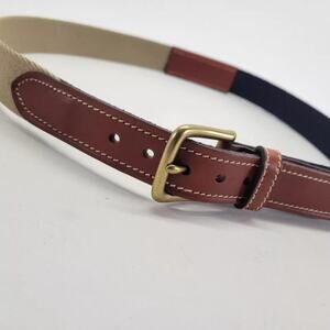 Vintage Tommy Hilfiger Blue Green Brown Wool Leather Surcingle Belt